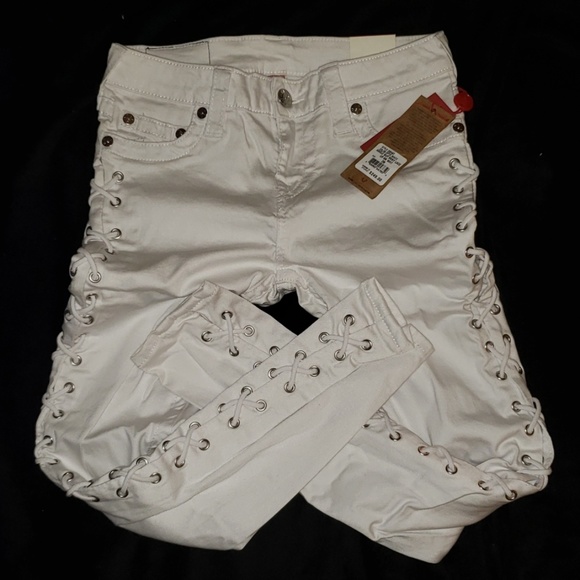 NWT TRUE RELIGION SUPER SKINNY LACE UP ANKLE JEAN - Picture 4 of 6